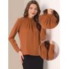 imageAllegra K Work Tops for Women Stand Collar Long Sleeve Ruched 2026 Trendy Blouse Business Casual Office ShirtCaramel