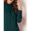 imageAllegra K Work Tops for Women Stand Collar Long Sleeve Ruched 2026 Trendy Blouse Business Casual Office ShirtDark Green