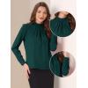 imageAllegra K Work Tops for Women Stand Collar Long Sleeve Ruched 2026 Trendy Blouse Business Casual Office ShirtDark Green