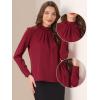 imageAllegra K Work Tops for Women Stand Collar Long Sleeve Ruched 2026 Trendy Blouse Business Casual Office ShirtDark Red