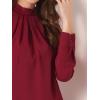 imageAllegra K Work Tops for Women Stand Collar Long Sleeve Ruched 2026 Trendy Blouse Business Casual Office ShirtDark Red