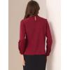 imageAllegra K Work Tops for Women Stand Collar Long Sleeve Ruched 2026 Trendy Blouse Business Casual Office ShirtDark Red