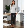 imageAllegra K Work Tops for Women Stand Collar Long Sleeve Ruched 2026 Trendy Blouse Business Casual Office ShirtGray