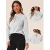 imageAllegra K Work Tops for Women Stand Collar Long Sleeve Ruched 2026 Trendy Blouse Business Casual Office ShirtGray