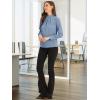 imageAllegra K Work Tops for Women Stand Collar Long Sleeve Ruched 2026 Trendy Blouse Business Casual Office ShirtGrey Blue