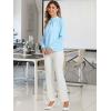 imageAllegra K Work Tops for Women Stand Collar Long Sleeve Ruched 2026 Trendy Blouse Business Casual Office ShirtLight Blue