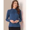 imageAllegra K Work Tops for Women Stand Collar Long Sleeve Ruched 2026 Trendy Blouse Business Casual Office ShirtNavy Blue
