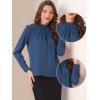 imageAllegra K Work Tops for Women Stand Collar Long Sleeve Ruched 2026 Trendy Blouse Business Casual Office ShirtNavy Blue