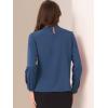 imageAllegra K Work Tops for Women Stand Collar Long Sleeve Ruched 2026 Trendy Blouse Business Casual Office ShirtNavy Blue