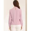 imageAllegra K Work Tops for Women Stand Collar Long Sleeve Ruched 2026 Trendy Blouse Business Casual Office ShirtPink