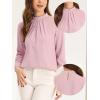 imageAllegra K Work Tops for Women Stand Collar Long Sleeve Ruched 2026 Trendy Blouse Business Casual Office ShirtPink
