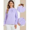 imageAllegra K Work Tops for Women Stand Collar Long Sleeve Ruched 2026 Trendy Blouse Business Casual Office ShirtPurple