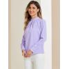 imageAllegra K Work Tops for Women Stand Collar Long Sleeve Ruched 2026 Trendy Blouse Business Casual Office ShirtPurple