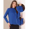 imageAllegra K Work Tops for Women Stand Collar Long Sleeve Ruched 2026 Trendy Blouse Business Casual Office ShirtRoyal Blue