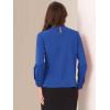 imageAllegra K Work Tops for Women Stand Collar Long Sleeve Ruched 2026 Trendy Blouse Business Casual Office ShirtRoyal Blue