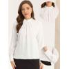imageAllegra K Work Tops for Women Stand Collar Long Sleeve Ruched 2026 Trendy Blouse Business Casual Office ShirtWhite