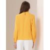 imageAllegra K Work Tops for Women Stand Collar Long Sleeve Ruched 2026 Trendy Blouse Business Casual Office ShirtYellow
