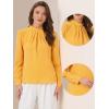 imageAllegra K Work Tops for Women Stand Collar Long Sleeve Ruched 2026 Trendy Blouse Business Casual Office ShirtYellow