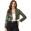 imageAllegra K Cropped Leather Jacket for Womens Concert PU Motorcycle JacketArmy Green