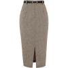 imageAllegra K Midi Pencil Skirt for Women Vintage Fall High Waisted Slit Office Work Skirts with BeltBrown