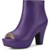 imageAllegra K Peep Toe Ankle Boots for Women Back Zip Chunky Heel Platform BootsPurple