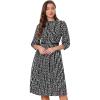 imageAllegra K Pleated Dress for Womens Puff Half Sleeve Crew Neck Casual ALine DressesBlack