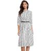 imageAllegra K Pleated Dress for Womens Puff Half Sleeve Crew Neck Casual ALine DressesWhite