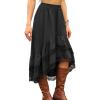 imageAllegra K Western Skirt for Women Lace Ruffled Hem Asymmetrical High Waist Boho Flowy Maxi SkirtBlack