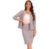 imageAllegra K Womens 2 Piece Skirt Sets 34 Sleeve Collarless Tweed Jacket Pencil Skirt Set Elegant Business Casual OutfitPink