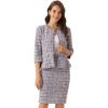 imageAllegra K Womens 2 Piece Skirt Sets 34 Sleeve Collarless Tweed Jacket Pencil Skirt Set Elegant Business Casual OutfitPurple