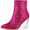 imageAllegra K Womens Clear Block Heel Glitter Hot Pink Ankle Boots 7 m US