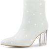 imageAllegra K Womens Clear Block Heel Glitter White Ankle Boots 9 m US