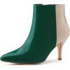 imageAllegra K Womens Contrast Color Leopard Print Stiletto Heel Ankle BootsGreen Beige