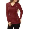 imageAllegra K Womens Cowl Neck Tops Long Sleeve Buttons Decor Tuinc Shirts Ruched TopBurgundy