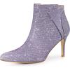 imageAllegra K Womens Glitter Pointed Toe Zipper Stiletto Heel Ankle BootsPurple Blue
