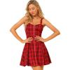 imageAllegra K Womens Plaid Tube Dress Zip Up Strap Sleeveless Party Mini ALine DressRed