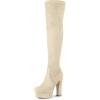 imageAllegra K Womens Platform Block Heel Beige Over Knee High Boots 6 M US