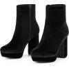 imageAllegra K Womens Platform Block Heels Faux Velvet Ankle BootsBlack