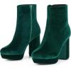 imageAllegra K Womens Platform Block Heels Faux Velvet Ankle BootsGreen