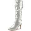 imageAllegra K Womens Pointed Toe Slouch Stiletto Heels Knee High BootsSilver