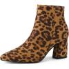 imageAllegra K Womens Pointy Toe Side Zip Chunky Heels Ankle BootsLeopard