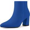 imageAllegra K Womens Pointy Toe Side Zip Chunky Heels Ankle BootsRoyal Blue