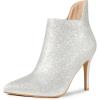 imageAllegra K Womens Sparkly Pointed Toe Stiletto Heel Ankle BootsSilver
