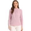 imageAllegra K Work Tops for Women Stand Collar Long Sleeve Ruched 2026 Trendy Blouse Business Casual Office ShirtPink