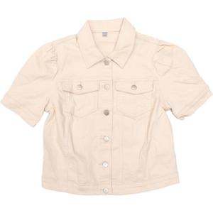 imageAllegra K Casual Jean Jacket for Womens Short Puff Sleeves ButtonDown Denim JacketBeige
