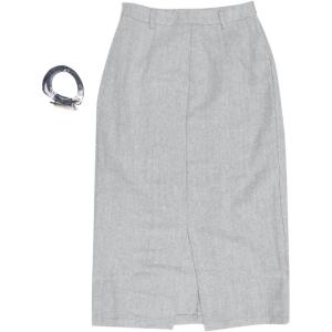 imageAllegra K Midi Pencil Skirt for Women Vintage Fall High Waisted Slit Office Work Skirts with BeltLight Grey