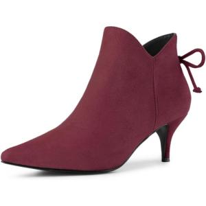 imageAllegra K Womens Pointed Toe Kitten Heel Ankle BootiesBurgundy