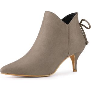 imageAllegra K Womens Pointed Toe Kitten Heel Ankle BootiesTaupe