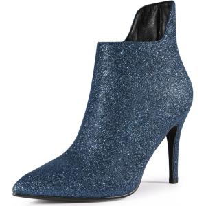 imageAllegra K Womens Sparkly Pointed Toe Stiletto Heel Ankle BootsNavy Blue