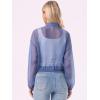 imageAllegra K Sheer Bomber Jacket for Womens Zip Up Long Sleeve See Through JacketsGrey Blue